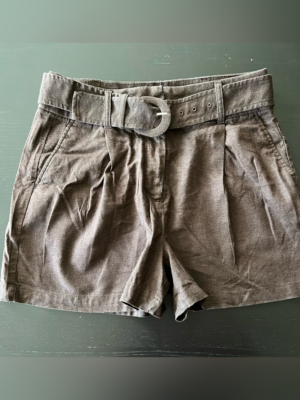 Belted High Waist Linen Shorts
